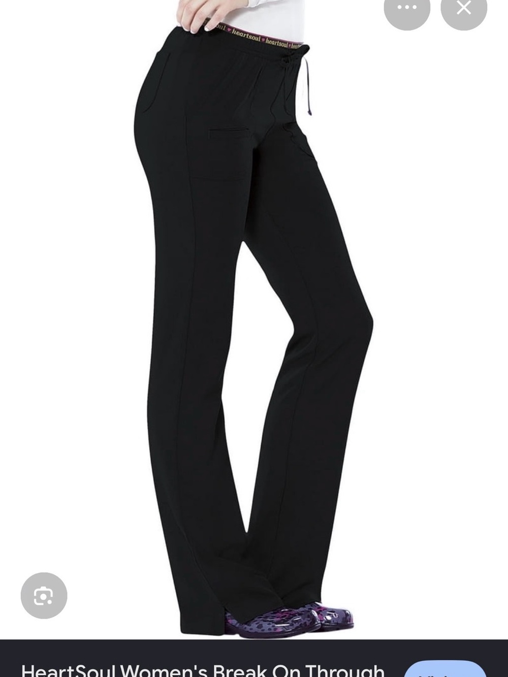 HeartSoul Black Boot-Cut Flare Scrub Pants